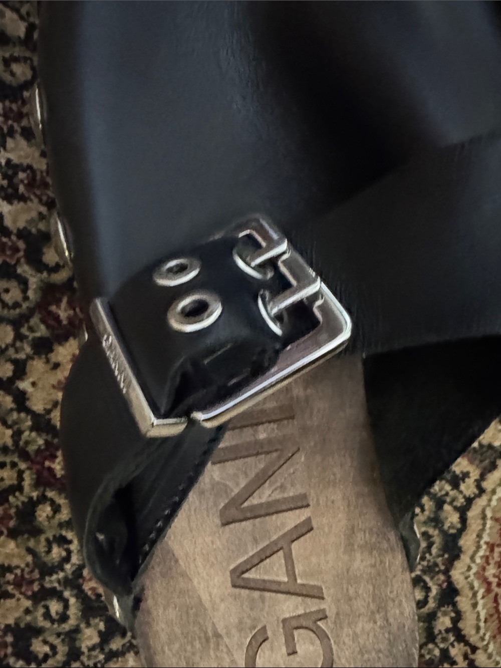 Ganni Black Studded Leather Clog Sandals size 10 - Picture 4 of 4